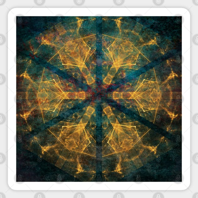 Abstract Tribal mandala in blue and gold Sticker by hereswendy